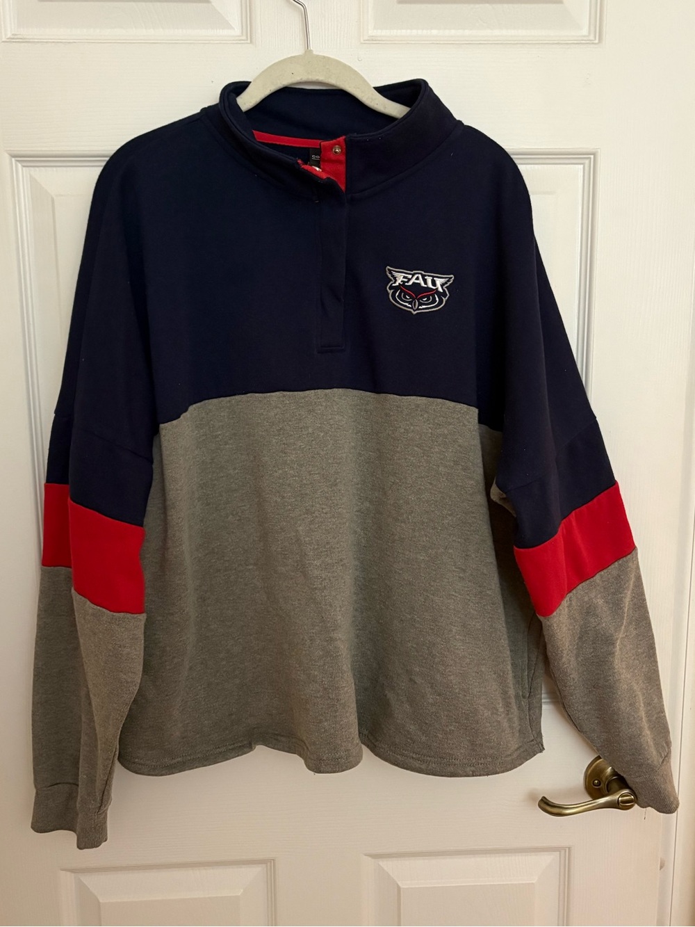 FAU Women's Navy Pullover with Red Trim